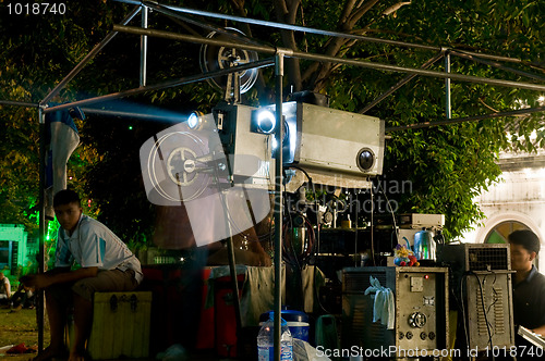 Image of Outdoor movie theater at a temple in Thailand