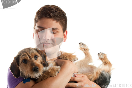 Image of Man Holding His Dog