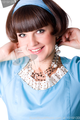 Image of woman with pearl beads