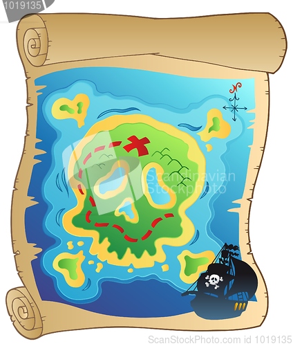 Image of Old parchment with pirate map