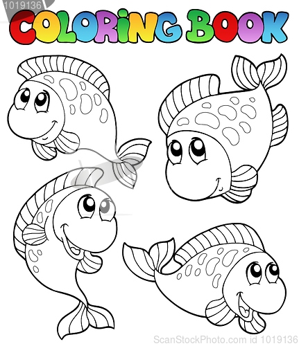 Image of Coloring book with four fishes