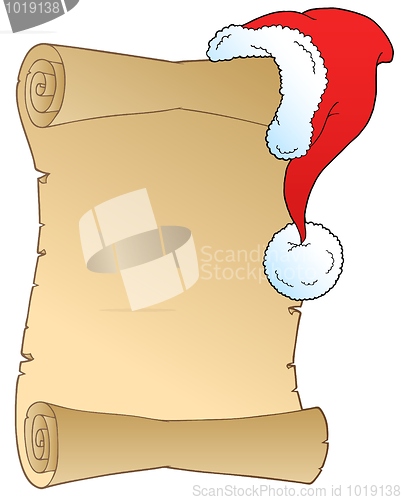 Image of Scroll with Christmas hat