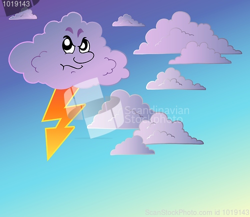 Image of Stormy sky with cartoon clouds