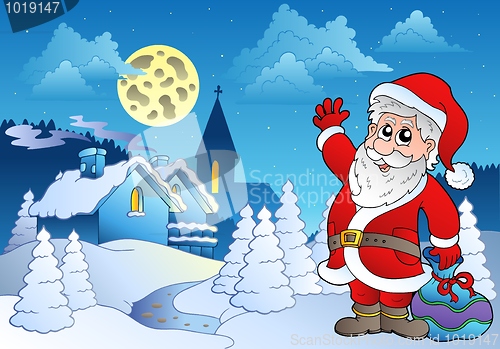 Image of Santa Claus near small village 2