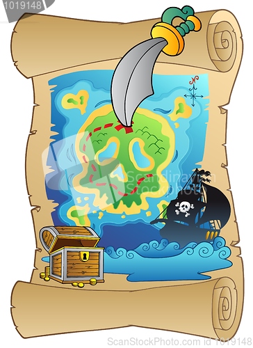 Image of Old scroll with pirate map