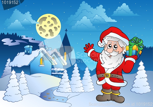 Image of Santa Claus near small village 1