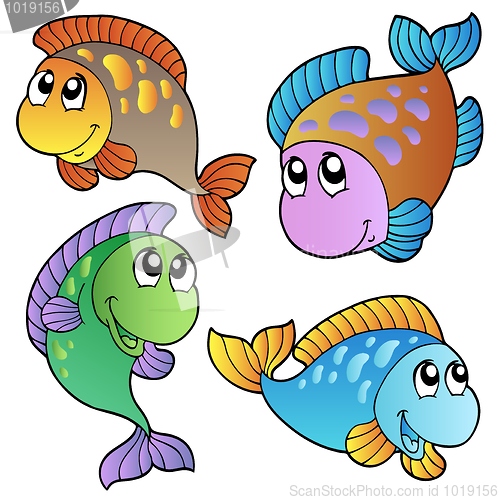 Image of Four cartoon fishes