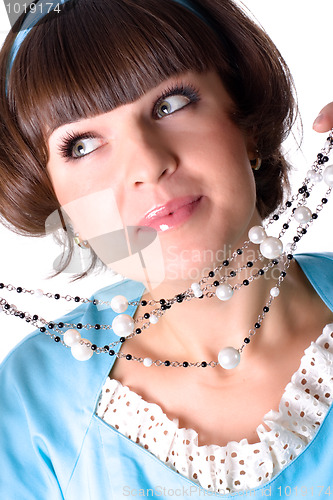 Image of woman with pearl beads