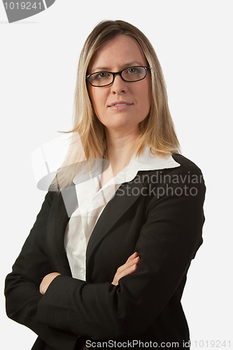 Image of Blond business woman with eyeglasses