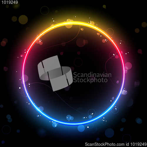 Image of Rainbow Circle Border with Sparkles and Swirls.