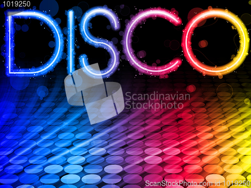 Image of Disco Abstract Colorful Waves on Black Background