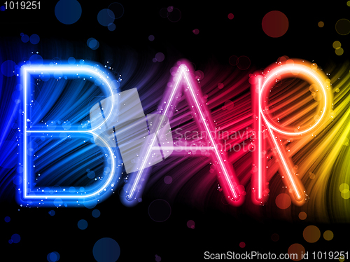 Image of Bar Sign Abstract Colorful Waves on Black Background