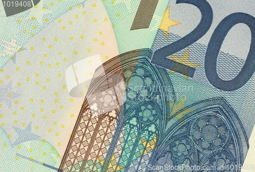 Image of Uncirculated 20 Euro Banknote Close up