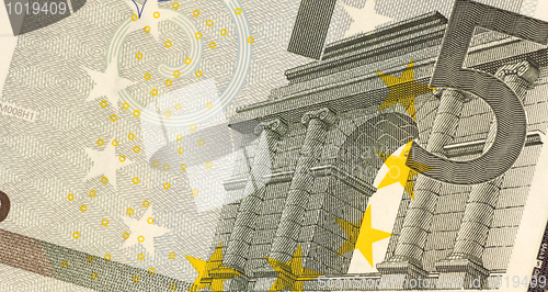 Image of Uncirculated 5 Euro Banknote Close up