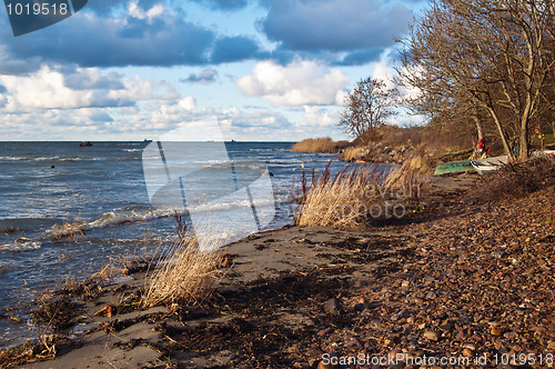 Image of  Fishing boats on coast of Baltic sea 