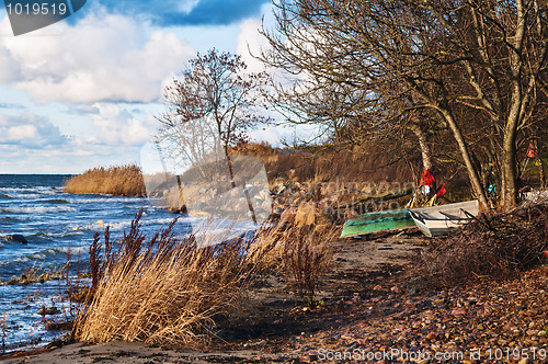 Image of  Fishing boats on coast of Baltic sea 