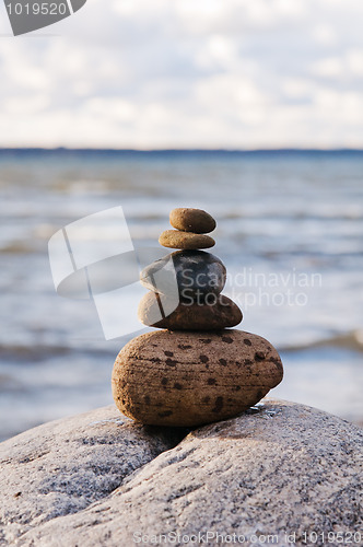 Image of Pyramid of the small pebbles on the beach 