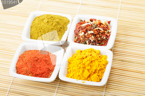 Image of Choice of spices on mat