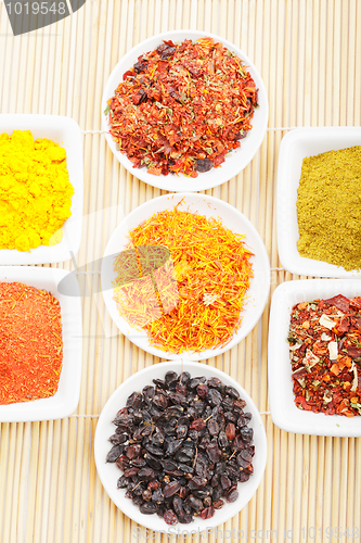 Image of Spices in a rows on mat