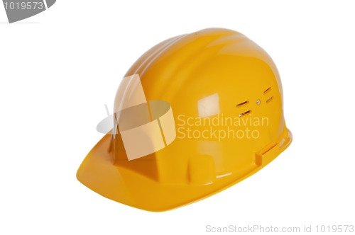 Image of  Yellow helmet of the builder on a white background