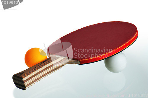 Image of Table tennis racket and ball isolated on white background 