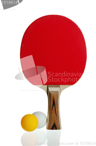 Image of Table tennis racket and ball isolated on white background 