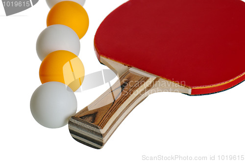 Image of Table tennis racket and ball isolated on white background 