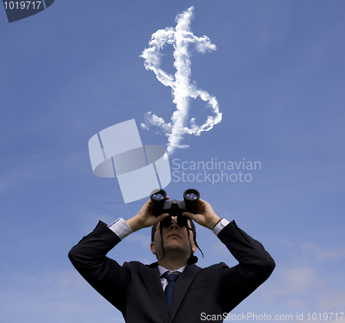 Image of Businessman looking for fortune