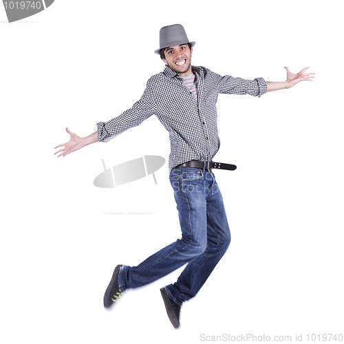 Image of Happy young man jump