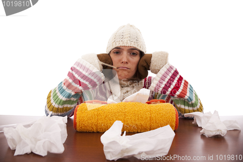 Image of woman with flu symptoms