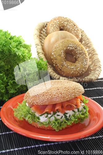 Image of Bagel with cream cheese and salmon