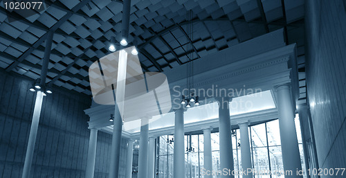 Image of courtyard foyer with restored classical portal 