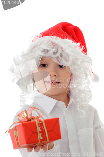 Image of child in a hat santa claus