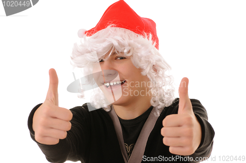 Image of teenager in hat santa