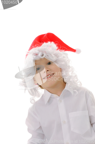 Image of  child in a hat santa claus