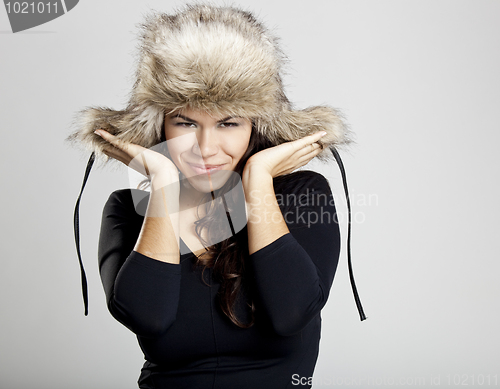Image of Girl with a fur hat