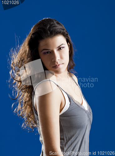 Image of Beautiful girl in blue