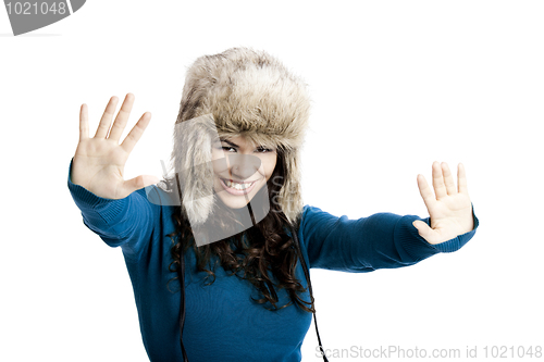 Image of Girl with a fur hat
