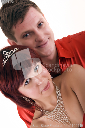 Image of Young couple   in red