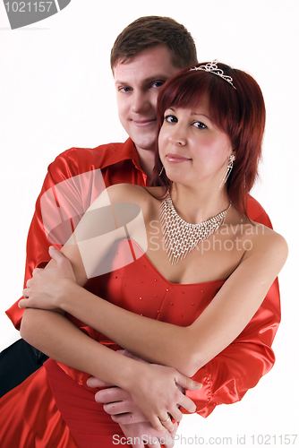 Image of Young couple   in red