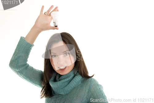 Image of Portrait of a young girl   with bulb