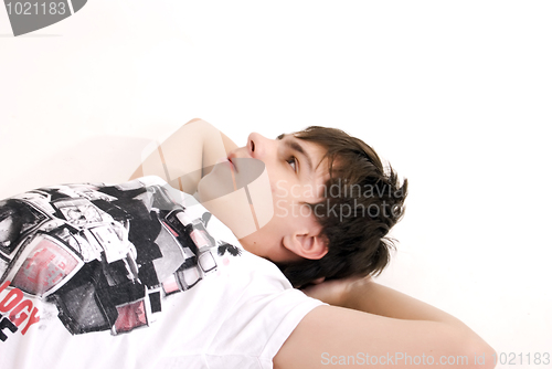Image of Young guy lying          