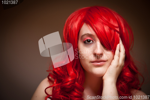 Image of Attractive Red Haired Woman Portrait
