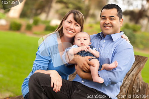 Image of Happy Mixed Race Family Posing for A Portrait