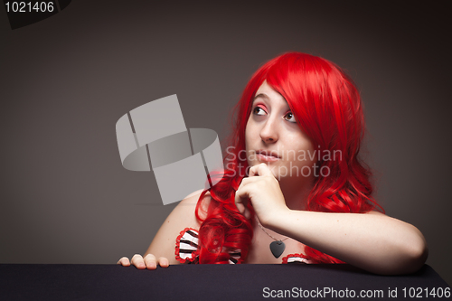 Image of Attractive Red Haired Woman Portrait