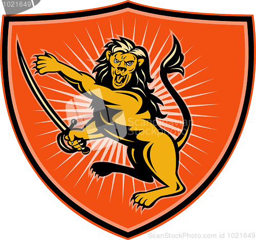 Image of Lion with sword pointing