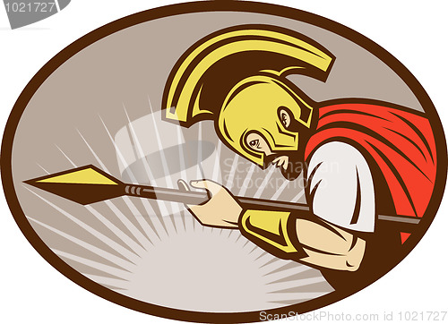 Image of Roman soldier or gladiator attacking with spear