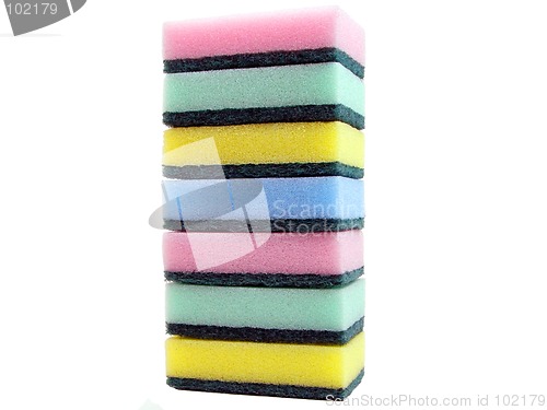 Image of Kitchen sponges tower
