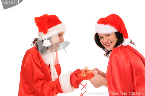 Image of two woman santa