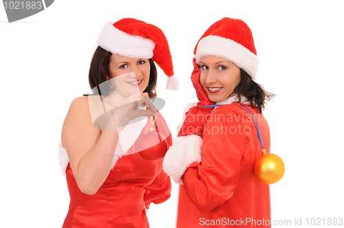 Image of two woman santa